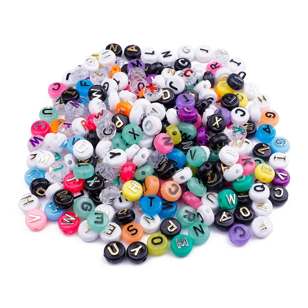 50-100PCS Mixed 10x6mm Buchstaben Acryl Perle Runde Flache Alphabet Lose Spacer Perlen Für Schmuck handgemachte DIY Armband – Detail 2