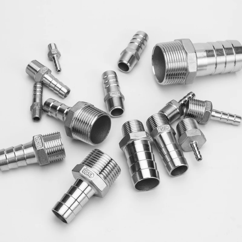 

1/8" 1/4" 3/8" 1/2" 3/4" 1" BSP Male x 6/8/10/12/13/15/16/19/20/25/32mm Hose Barb 304 Stainless Steel Pipe Fitting Connector