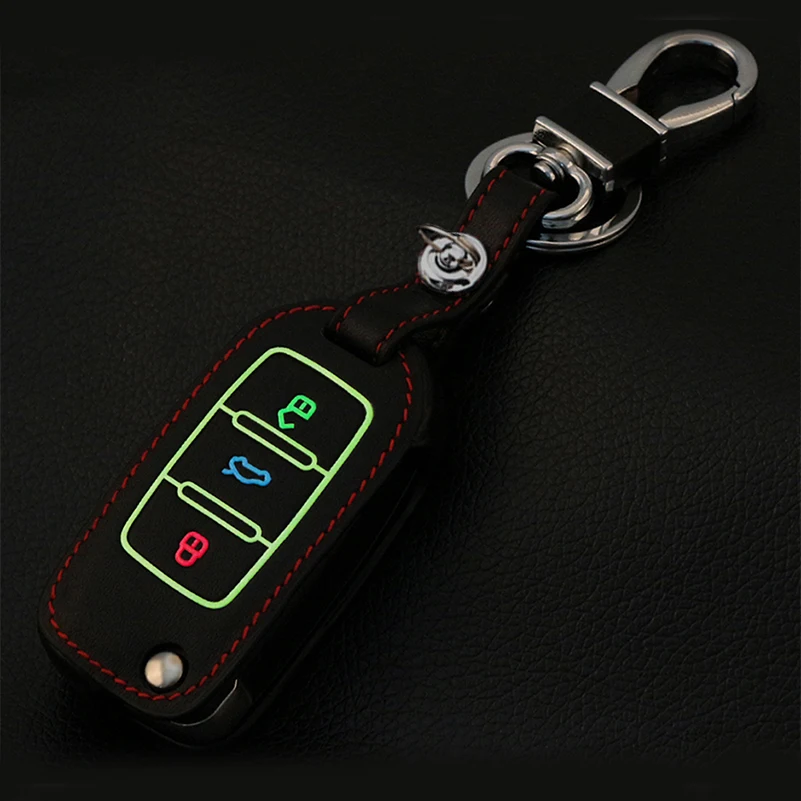 1 шт. светящийся кожаный ключ чехол оболочка подходит для VW Volkswagen Polo B5 Golf 4 5 6 Jetta Mk6