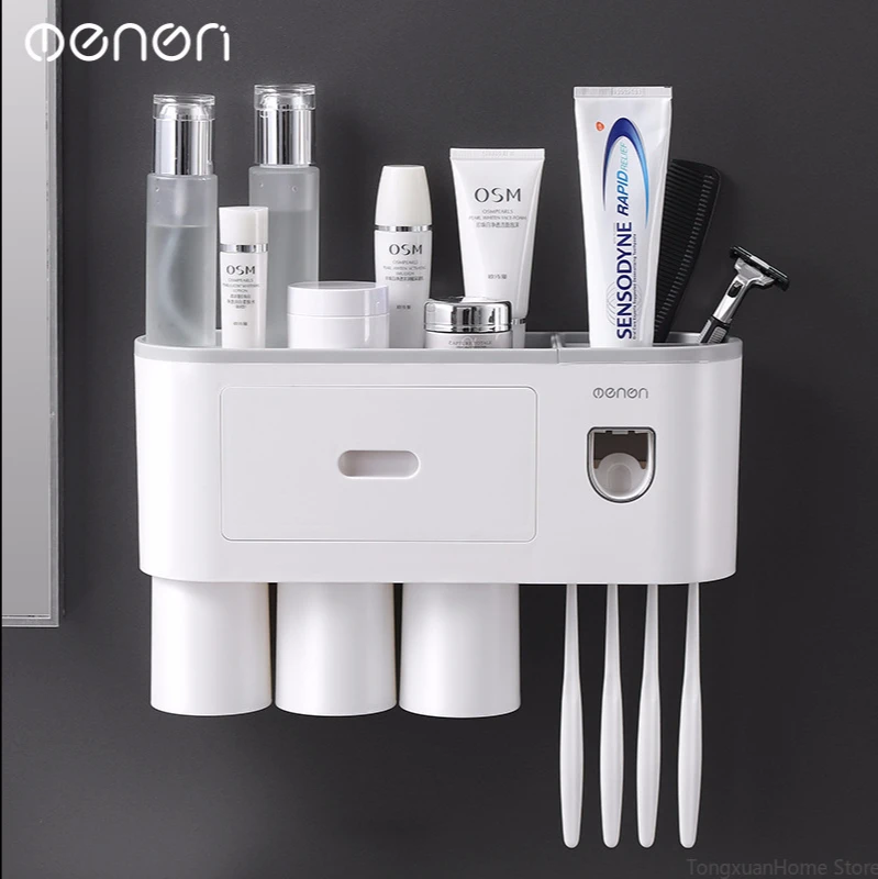 Creative Toothbrush Storage Holders Hole-Free Gargle Cup Wall-Mounted Bathroom Automatic Dispenser | Дом и сад