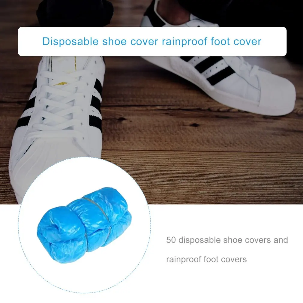 Одноразовые Бахилы для обуви, переносные сверхтолстые водонепроницаемые защитные ботиночки для ног, Нескользящие, перерабатываемые - Цвет: Темно-синий