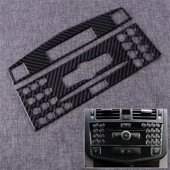 

2PCS Car Epoxy Carbon Fiber Style Console CD Panel Cover Fit for Mercedes-Benz C Class W204 2007 2008 2009 2010