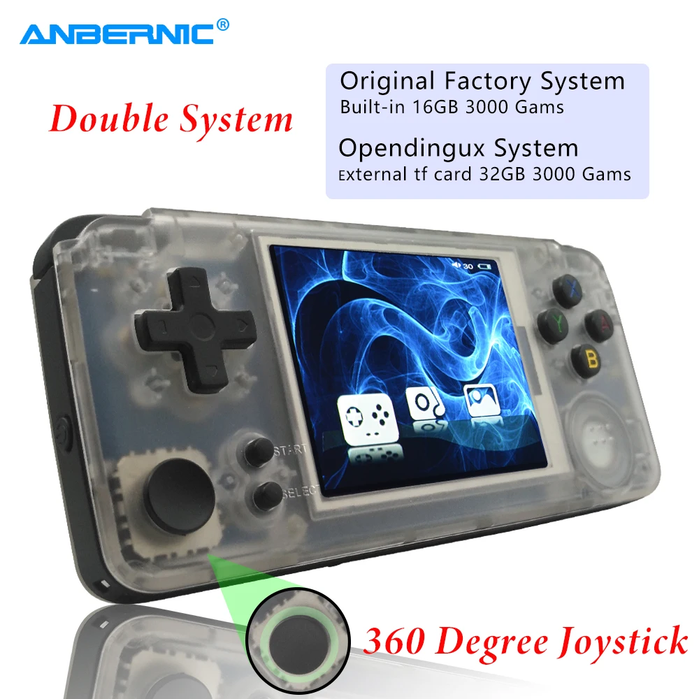 

ANBERNIC RS97 Retro Game Player Handheld Game Console TV Output 3.0 IPS Screen 64 Bit Double System RGP Retro Game Plus Console