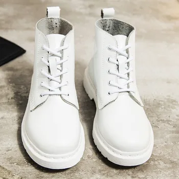 

Soft Split Leather Women White Ankle Boots Motorcycle Boots Female Autumn Winter Shoes Woman Punk Motorcycle Boots 2020 Spring