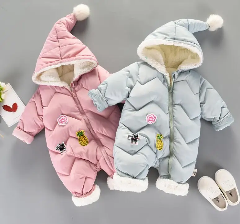 

Winter Rompers Baby girl newborn Clothes Children Boys Girls Jumpsuit Kids Down Cotton Overalls snowsuit Hoodies warm Clothing
