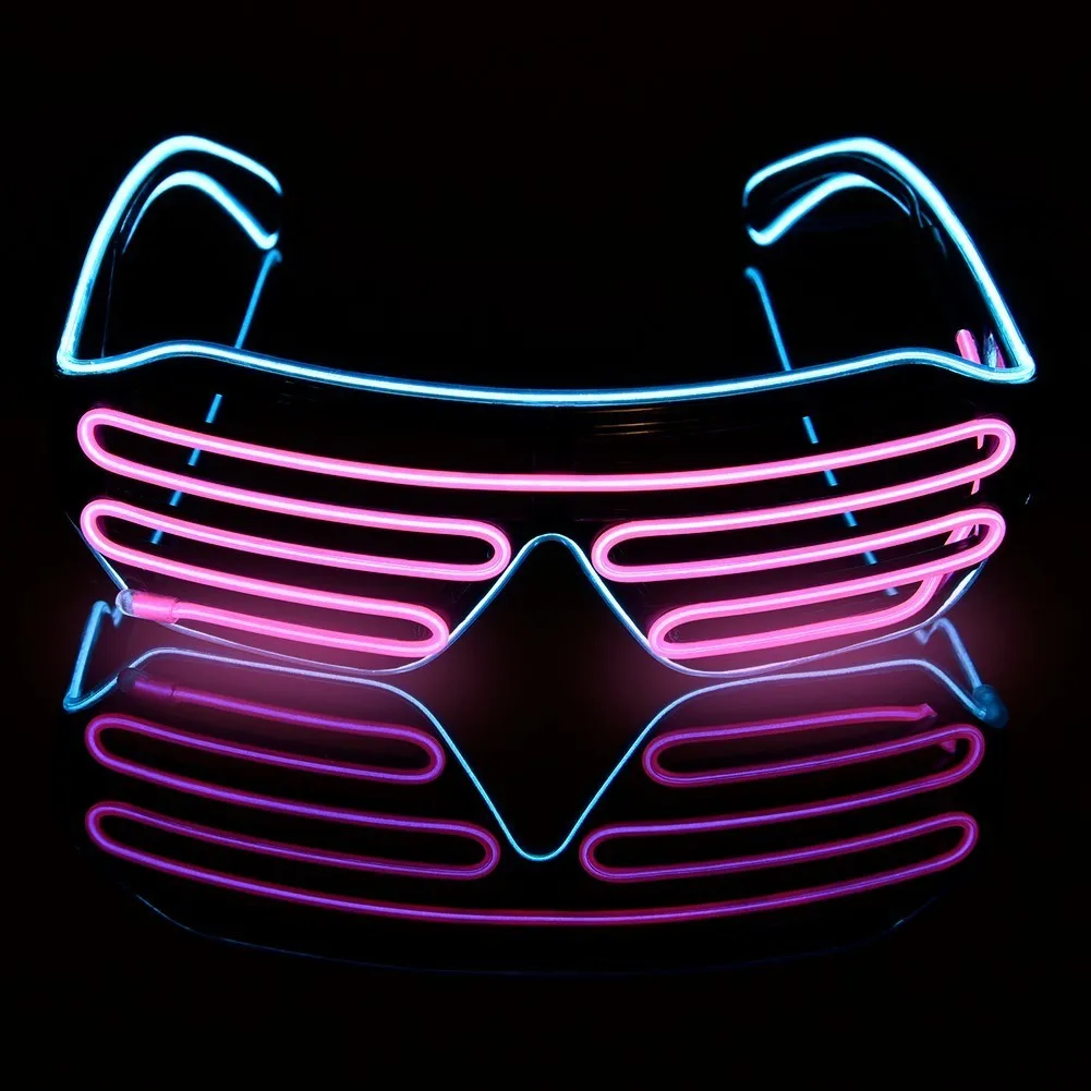 Pink Светящиеся Rave ночные рождественские мероприятия Свадебные украшения для дня рождения светодиодные очки Жалюзи светильник - Цвет: Pink