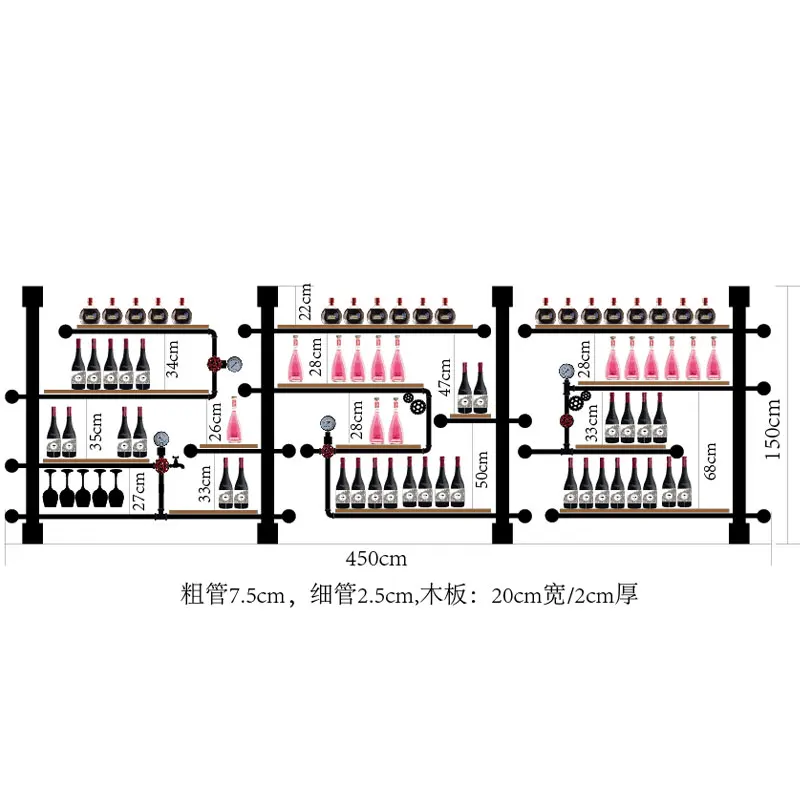 Реставрация промышленного стиля держатель для красного вина/полка настенные декорации книжные полки/твердой древесины, водопровод, железный каркас - Цвет: Армейский зеленый