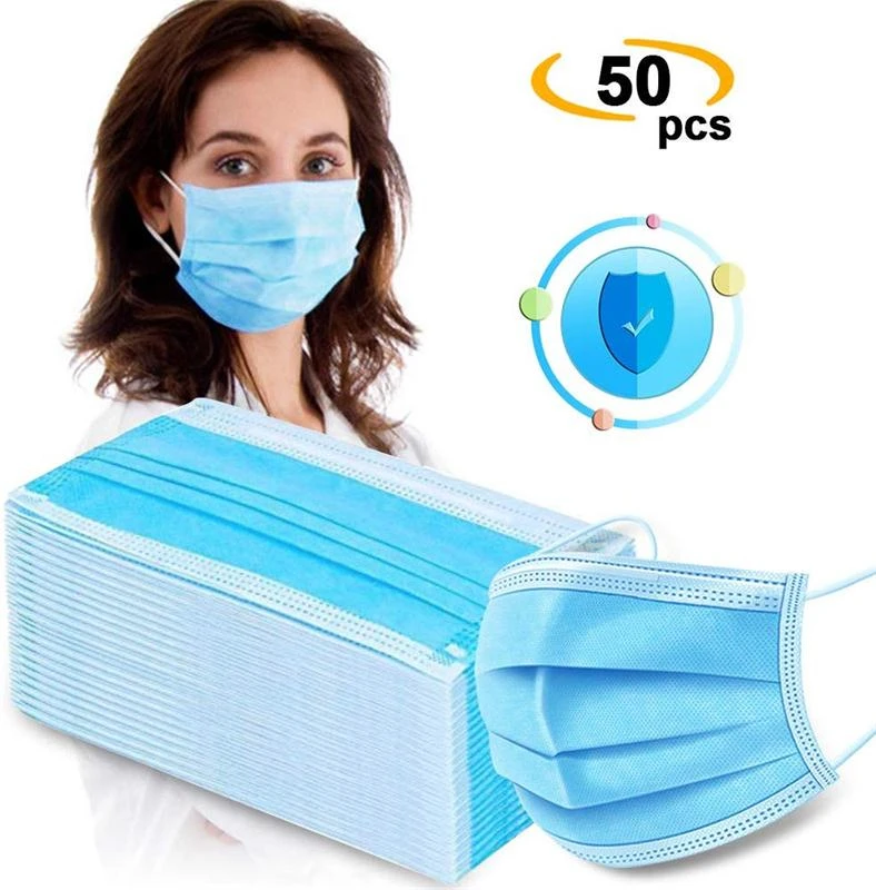 

Mask Disposable Three Ply Face Mask Anti Mouth Cover Flu Facial Dust Template Filter Masks 1*50pcs