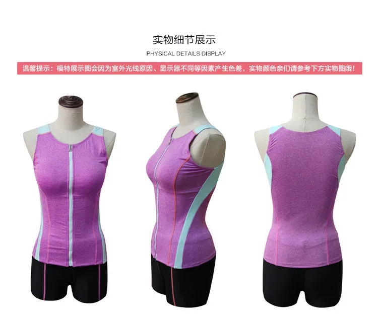 

2019 Split Type Boxer Short Sleeve Athletic WOMEN'S Swimsuit Two-Piece Set Ultra-stretch Zipper Fitness Swimwear