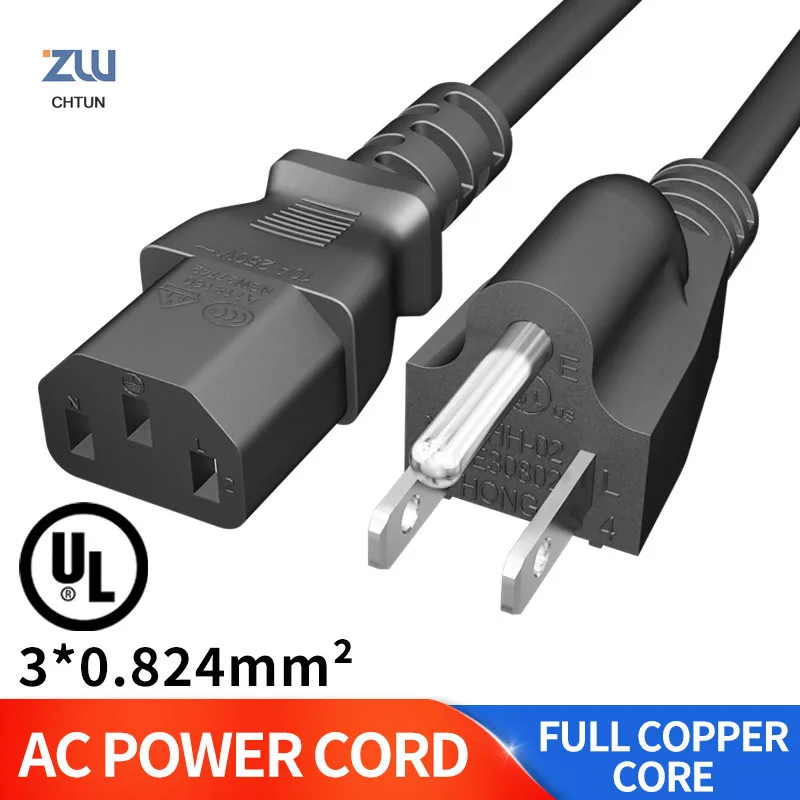 GCX UL одобренный шнур питания переменного тока NEMA 10A 125V 3 Prong C13 удлинитель OFC кабель