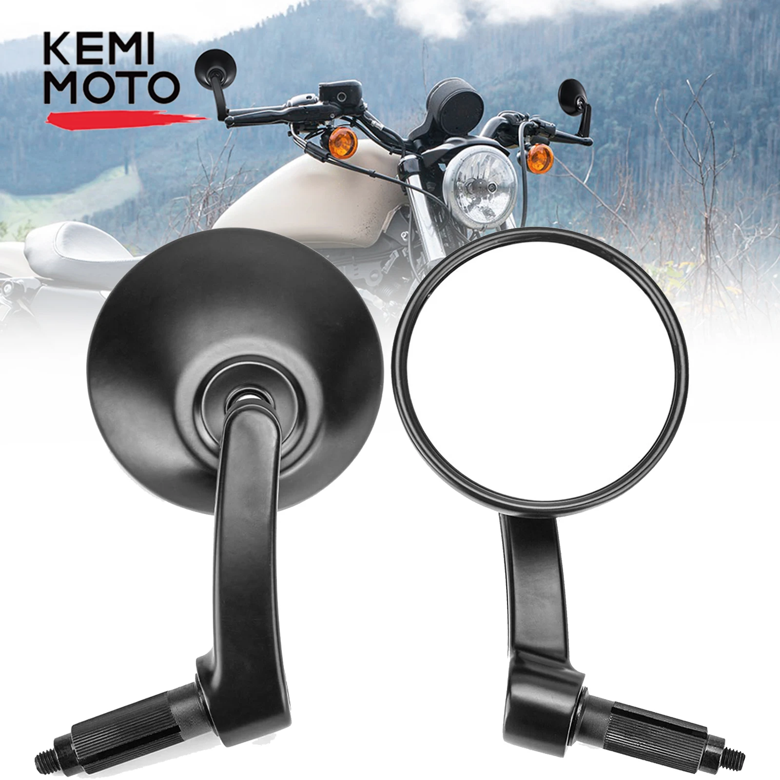 KEMIMOTO Motorcycle 7/8" Handlebar Bar End Mirrors Side Rear View Side