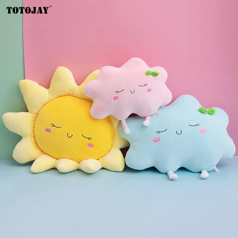 Lovely Soft Baby Plush Pillow Sleeping Sun Cloud Shaped Cartoon Bed Car Decor Nursing Yellow Pink Blue Sofa Cushion Girls Gift 2