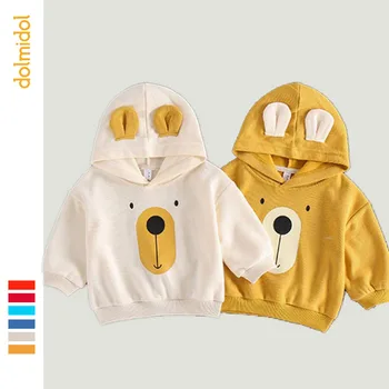 

Dolmidol 2019 Long Sleeve Bear Ears Sweatshirt For Baby Boys Girls Fashion Kids Cotton Hooded Shirt Kids Toddler Korean Style