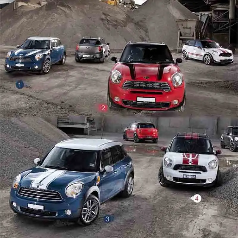 Автомобильные наклейки в полоску с капюшоном для автомобиля Стайлинг MINI Cooper S