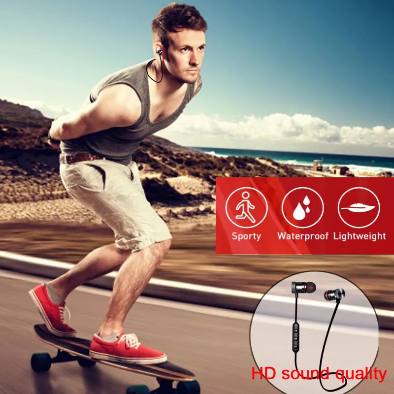 Magnetic Bluetooth Earphone Sports Neckband Magnetic Wireless Gaming Headset Stereo Earbuds Metal Earphones With Mic For IPhone