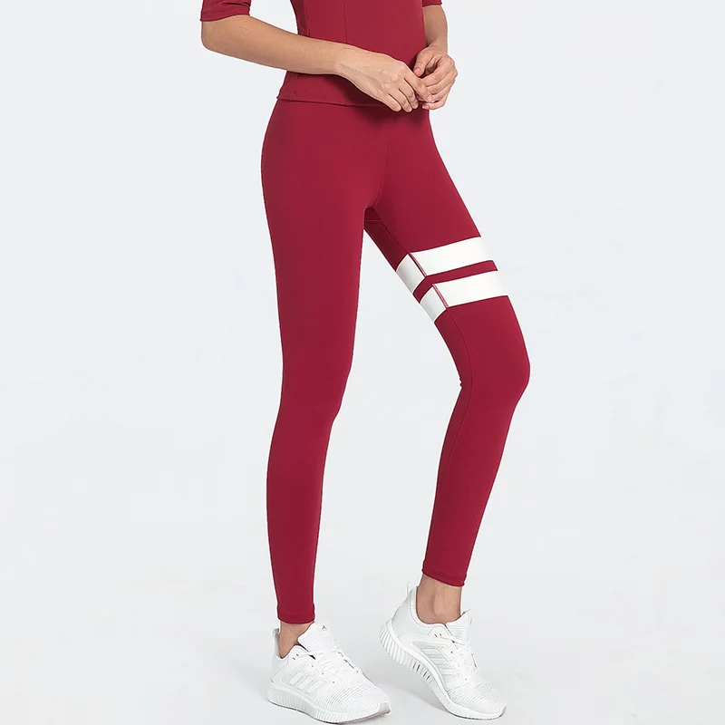 Energy Seamless Sports Fitness Leggings Gym Workout Yoga Pants Women High Waist stripe design Tight Tummy Control Trousers