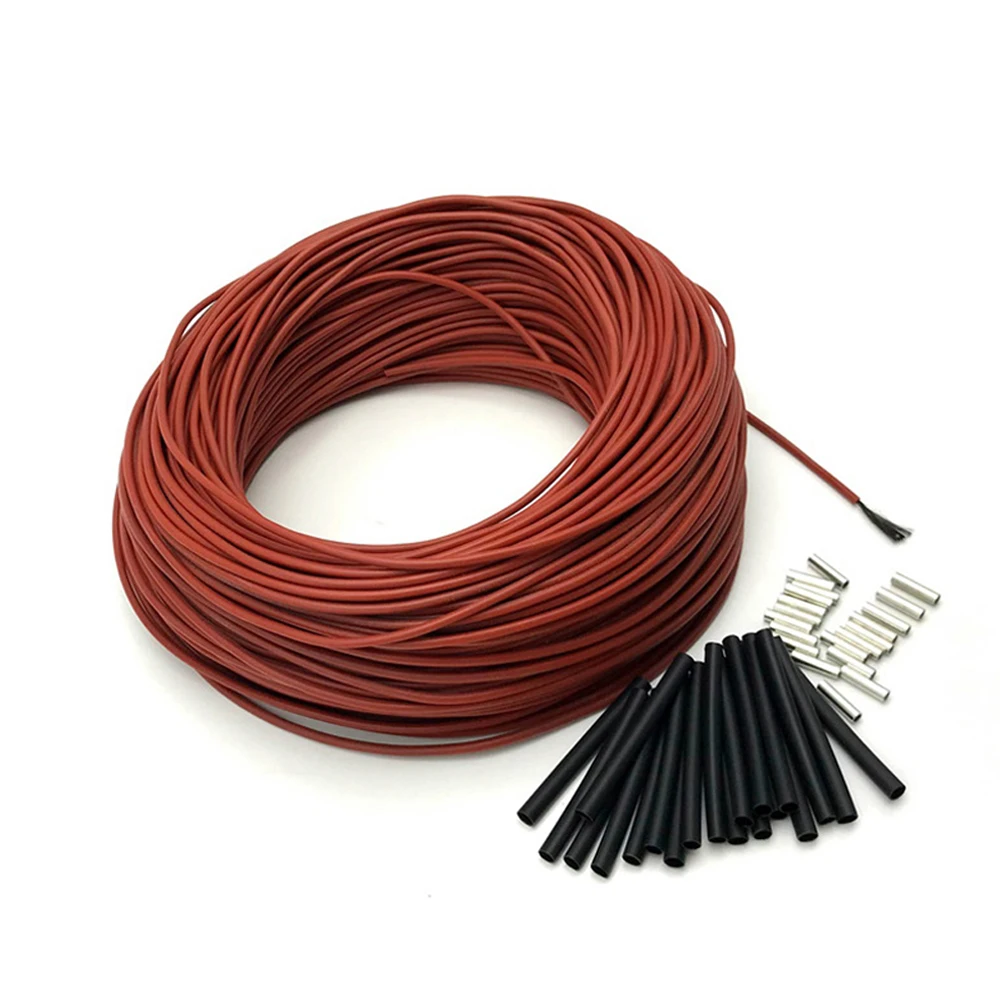 

High Quality 24K Carbon Warm Floor Heating Cable Fiber Heat Wire Silicone Rubber Electric Hotline New Infrared 220V 10m/50m/100m