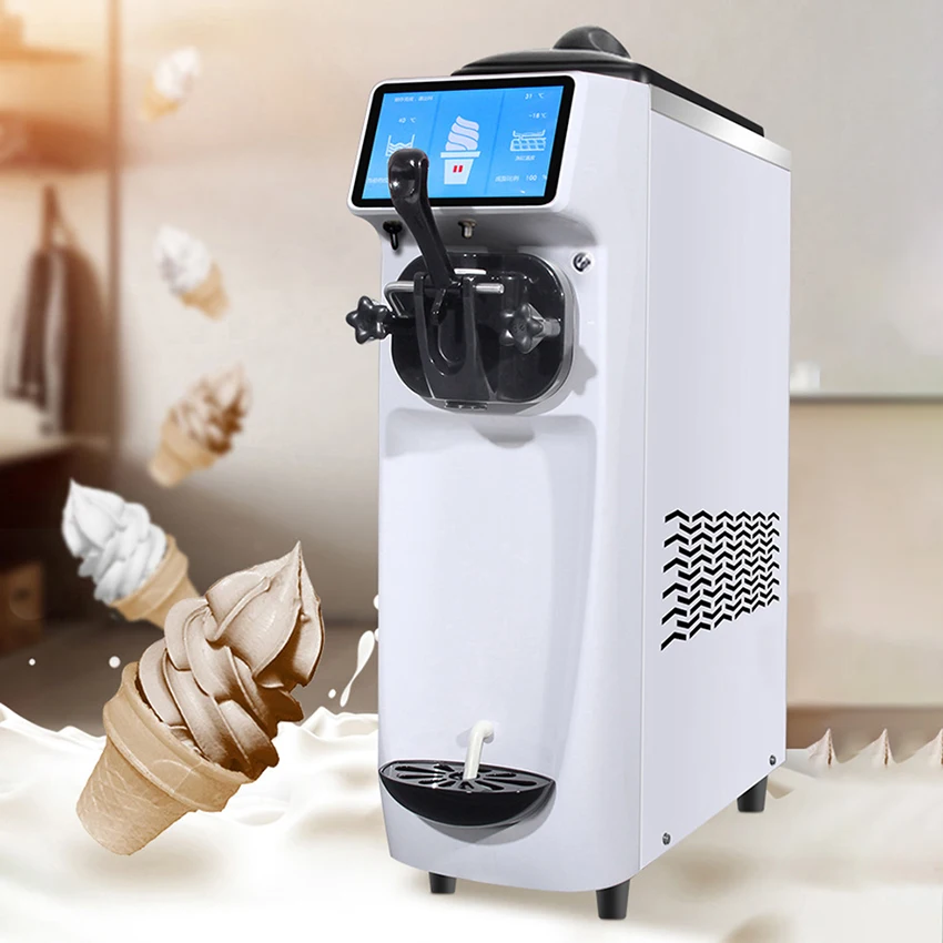 

1050W Commercial Single Head Desktop Soft Ice Cream Machine Mini Automatic Touch Screen Ice Cream Roll Making Machine 110V/220V