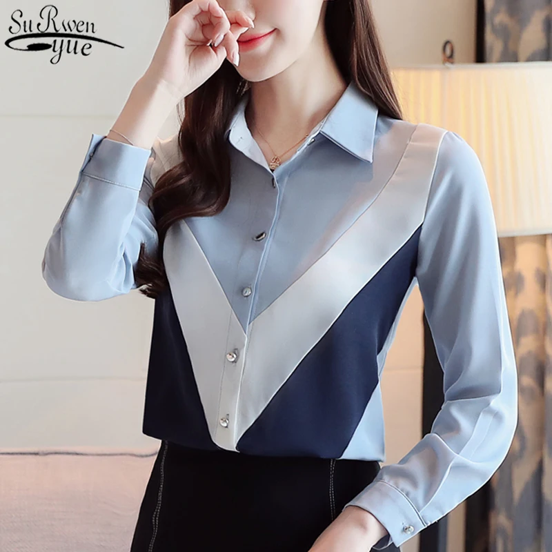 long sleeve print chiffon women blouse shirt Fashion women blouses 2020 blusas feminine blouses OL blouse women tops Z0001 40