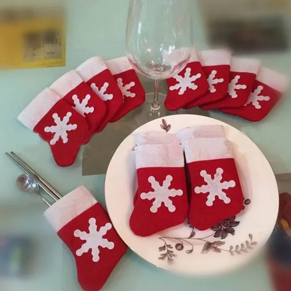 

10Pcs/Set Christmas Socks Cutlery Tableware Holder Storage Sets Dinner Decor