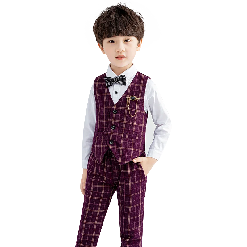 purple 3pcs Сетчатая лошадь 3(жилет+ брюки+ одежда), для фортепианного представления, свадьбы, для участия в шоу - Цвет: purple 3pcs