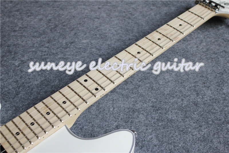 Высокое качество Глянцевая белая Вольфганг EVH электрогитара левша гитара электрическая точка инкрустированная