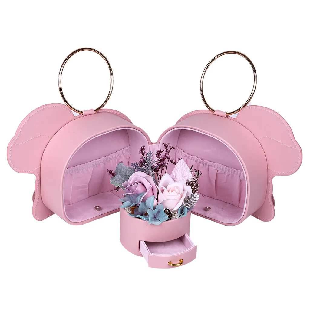Rose Bouquet Flower Storage Box Jewelry Lipstick Showcase Gift Box Case Bag New NEW Household products 20190819