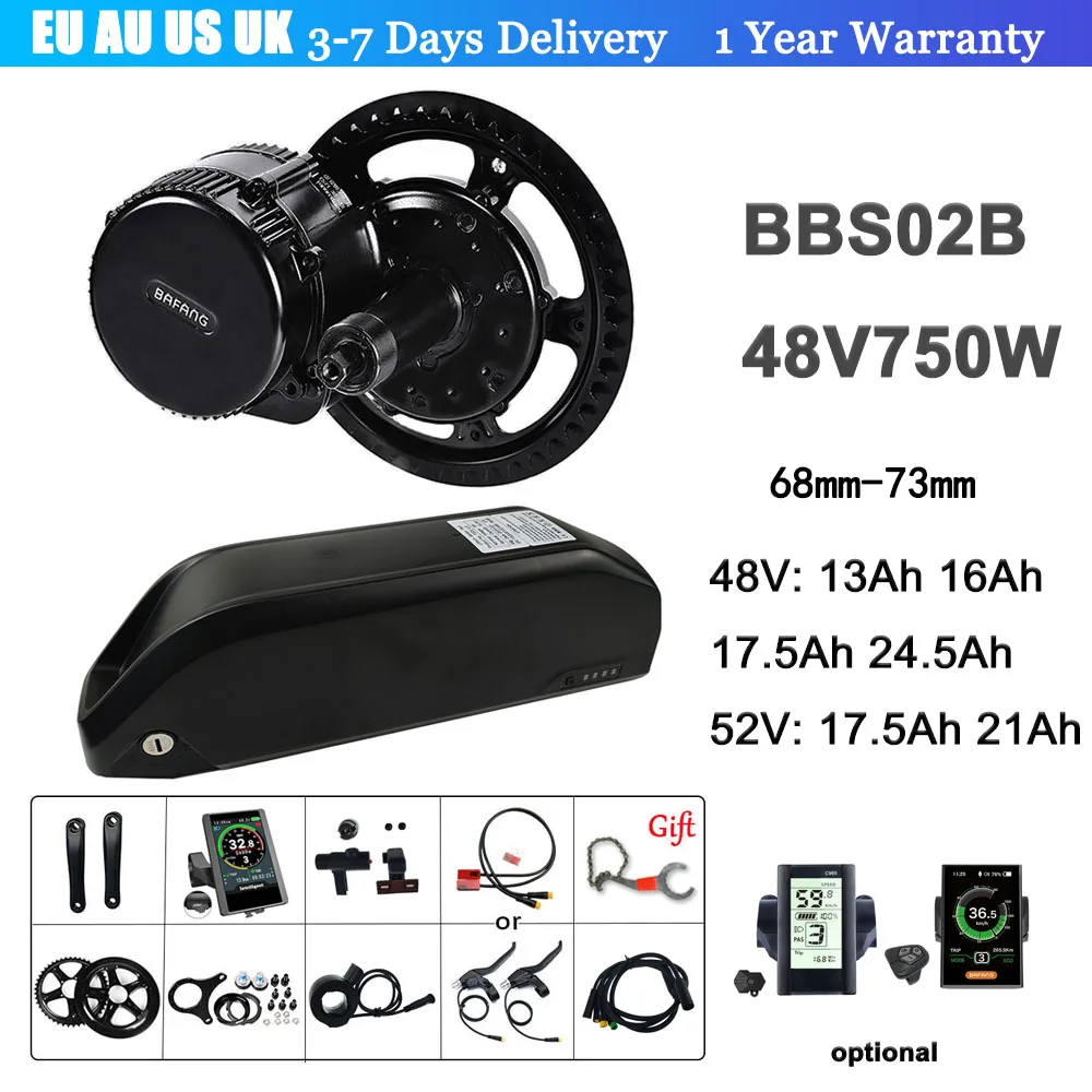 US $641.88 Bafang 48V 750W BBS02B Mid Drive Motor Bicycle Electric Bike Conversion Kit 8Fun BBS02 EBike Central Engine With Lithium Battery