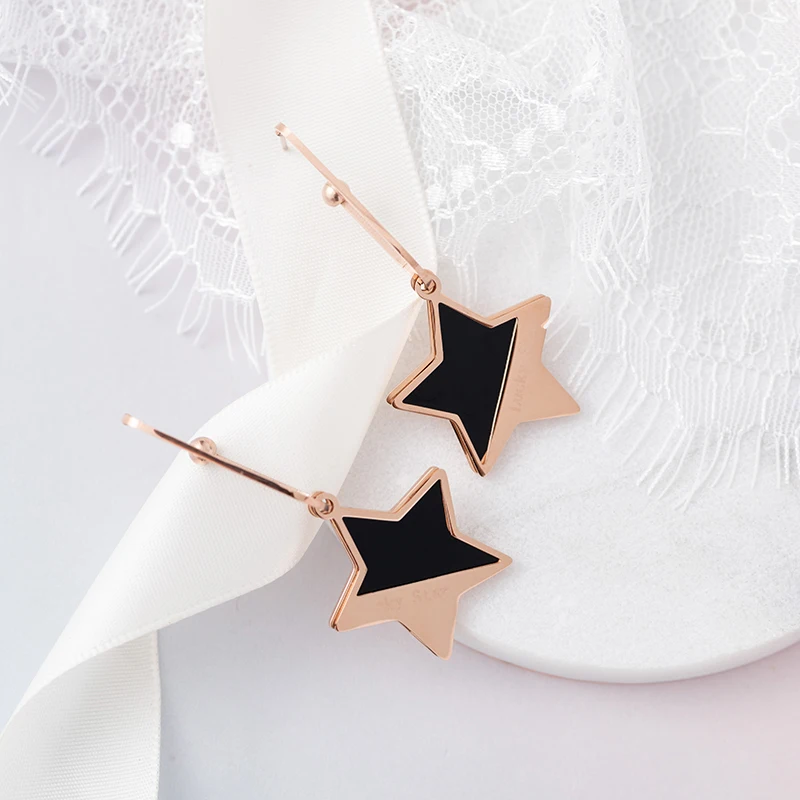 Серьги из нержавеющей стали с надписью Lucky Star Pentagram, женские роскошные эмалированные серьги-гвоздики для девочек, брендовые серьги с буквами, ювелирные изделия Z260