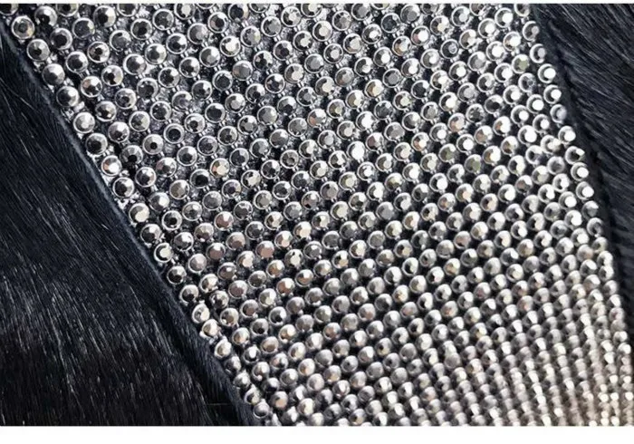 Horse Hair Rhinestone Woman Handbag Genuine Leather Totes Diamond Shoulder Bag Anti-theft Lock Buckle Winter Fur Bags New