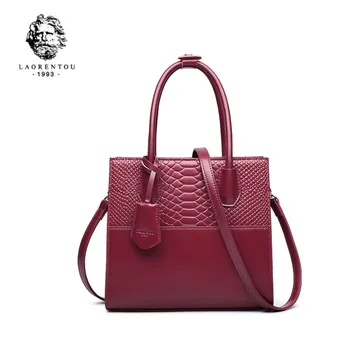 

LAORENTOU 2020 New Women leather handbags fashion cowhide Crocodile pattern bag women famous brand leather bags tote bag