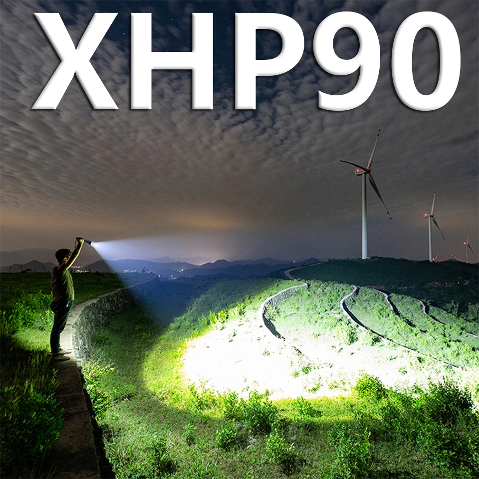 Светодиодный светильник-вспышка XHP90, самый мощный светильник-вспышка, Перезаряжаемый usb фонарь xhp50 xhp70, ручная лампа, 26650, 18650, батарея, светильник-вспышка