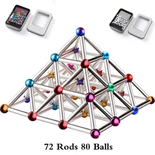 Magnetic Bars And Balls Neutral Metal 72 Rods 80 Balls Construction Sets Puzzle Stacking Game Sculpture Desk Toys Hot Magnet toy