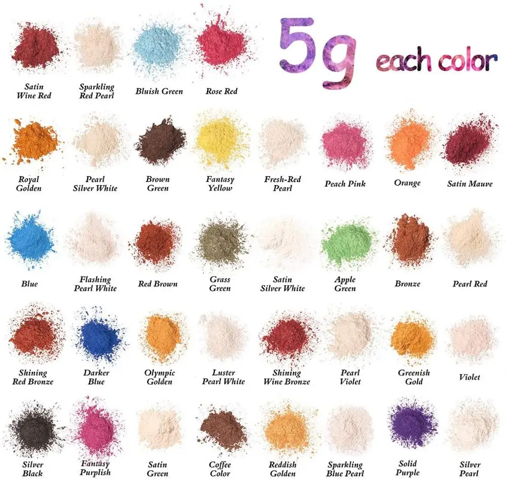 36 Colors Mica Powder, Coloring Soap Dye, Epoxy Resin Dye, Natural