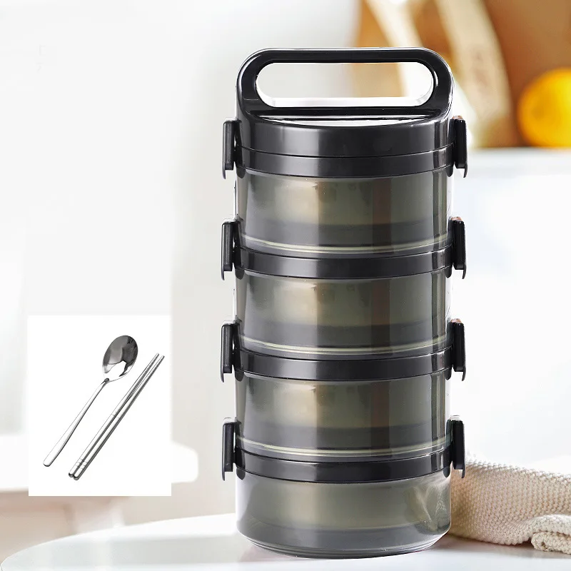 4 Layer Black 304 термо-Ланч-бокс из нержавеющей стали для школьников, черный большой водонепроницаемый контейнер для еды с подогревом, контейнер для еды "японский бенто" с сумкой - Цвет: 4 Layer Black