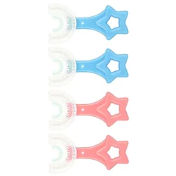 4pcs Children Handheld U-Shape Toothbrushes Teeth Cleaning Tools (Assorted Color)