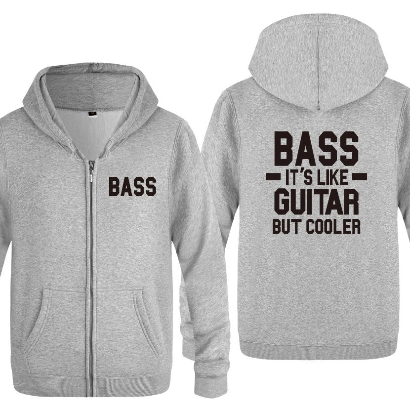 Забавные мужские толстовки с капюшоном BASS It's Like Guitar But Cooler, мужские флисовые кардиганы на молнии, толстовки с капюшоном