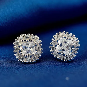 

925 Pure Silver Simple Zircon Earrings for Women's Popular Jewelry Earrings shipping