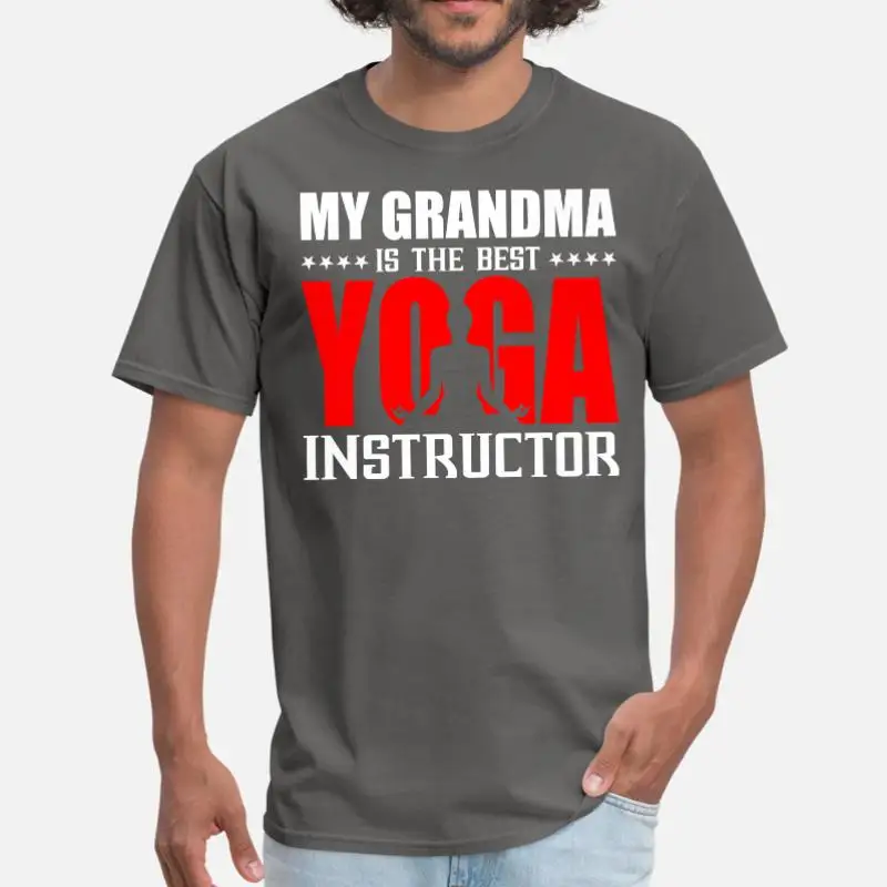 Men-Charcoal Трикотажная футболка с надписью «My Grandma Is The Best Yoga Instructor», модель года, Мужская футболка в стиле Харадзюку с вырезом лодочкой, большие размеры, S-5xl одежда, Топ в стиле хип-хоп - Цвет: Men-Charcoal