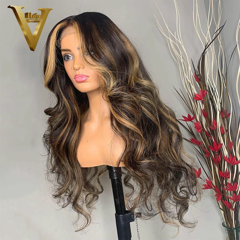 Каштановый медовый блонд парик волнистые здоровые волосы кружевные передние