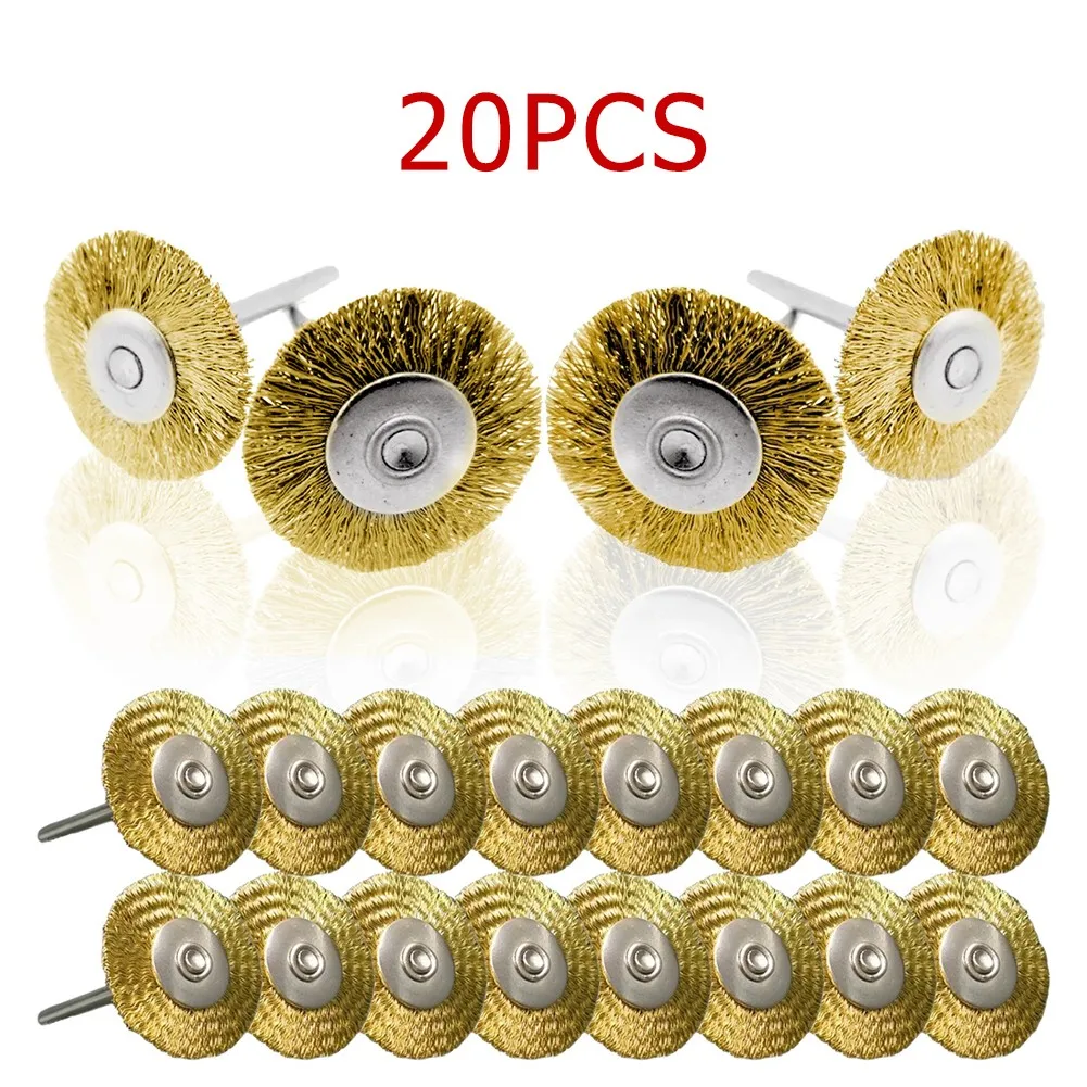 Copper Wire Brushs Brass Wheel Brushes Polishing Tool For Grinder 20pcs