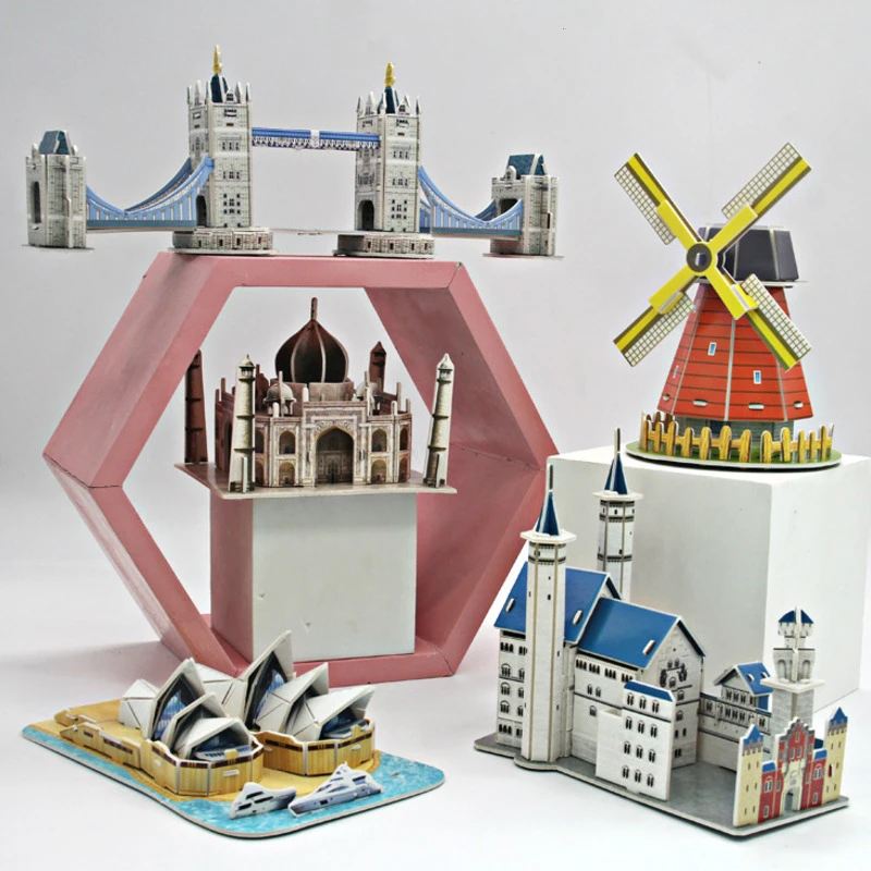 

DIY 3D Puzzle Jigsaw Landscape World Football Stadium Assembled Building Model Puzzle Learning Educational Toys For Children