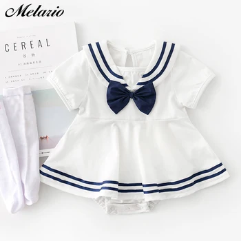 

Melario Baby Girls Clothes Summer Sailor Suit Bow-knot Rompers Ifant Toddler Newborn Jumpsuit Baby Girl Outfits
