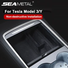 Caja de almacenamiento de coche para Tesla modelo 3, accesorios, organizador oculto de ABS para Model3, contenedor de reposabrazos Central, artículos para coche