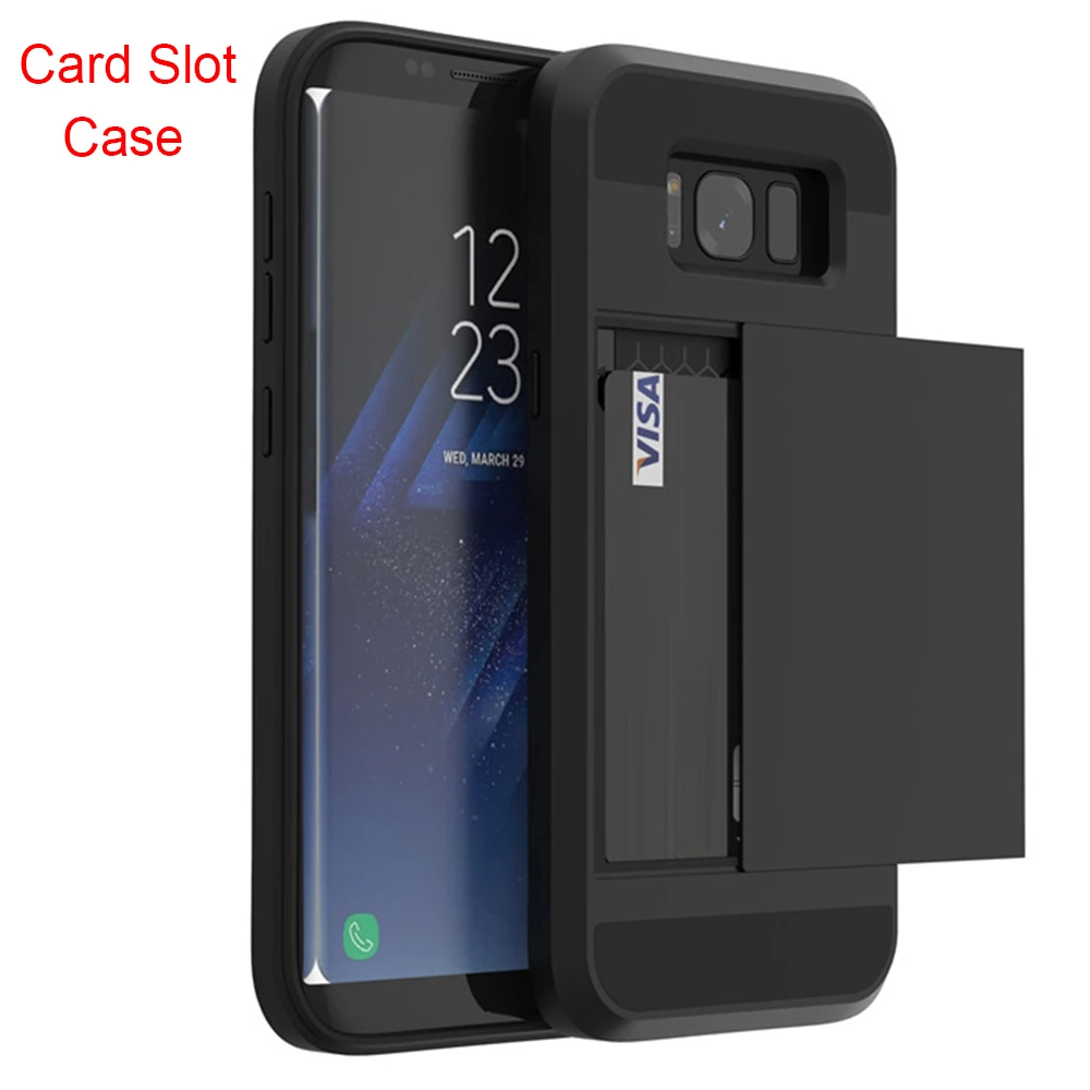 Card Slot Case For Samsung Galaxy A3 A5 A7 J3 J5 J7 2016 2017 S7 S6 S8 Plus Cases Armor Slide Holder |
