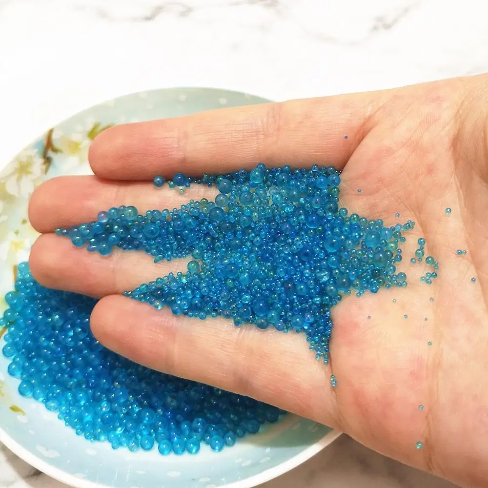 450g 0.6-3mm Mini Bubble Ball Beads Bottom Colorful Crystal Glass Beads For DIY UV Resin Filling 3D Nail Art Decorations