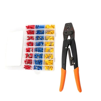 

50 AMP Cable Crimping Pliers + 400 Connectors Wire Crimper Terminal Battery Lug