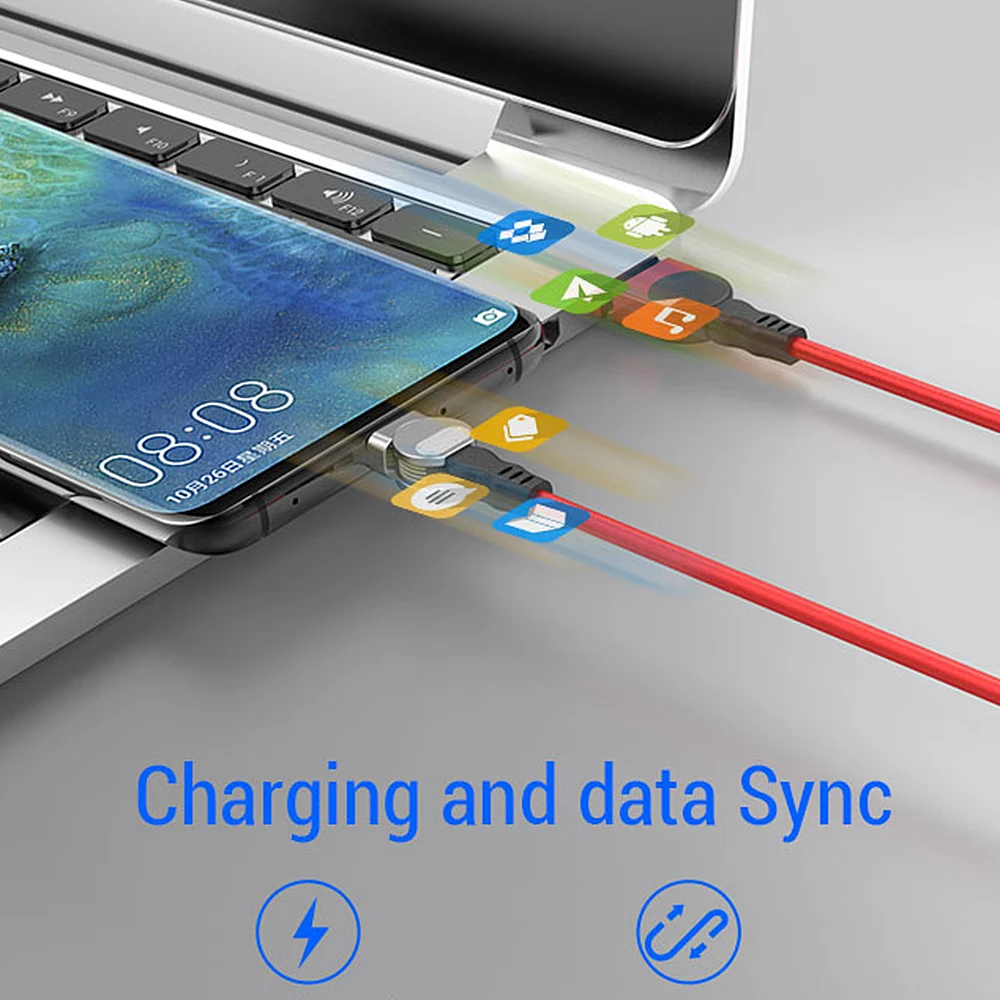 2 в 1 вращающийся магнитный usb-кабель для IPhone XS Max XR X 8 быстрое зарядное устройство Micro USB кабель 2 в 1 телефон USB type C