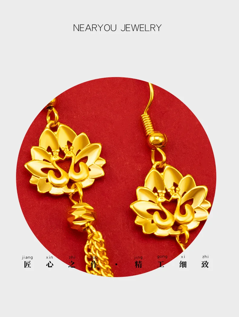 Autentici orecchini a goccia in oro 18 carati AU750 con Design