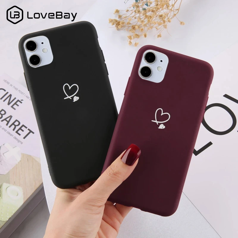 iphone se silicone case Lovebay Colorful Love Heart Phone Case For iPhone 11 12 13 Pro X XR XS Max SE 2020 6 6S 7 8 Plus Candy Color Soft TPU Back Cover iphone se leather case